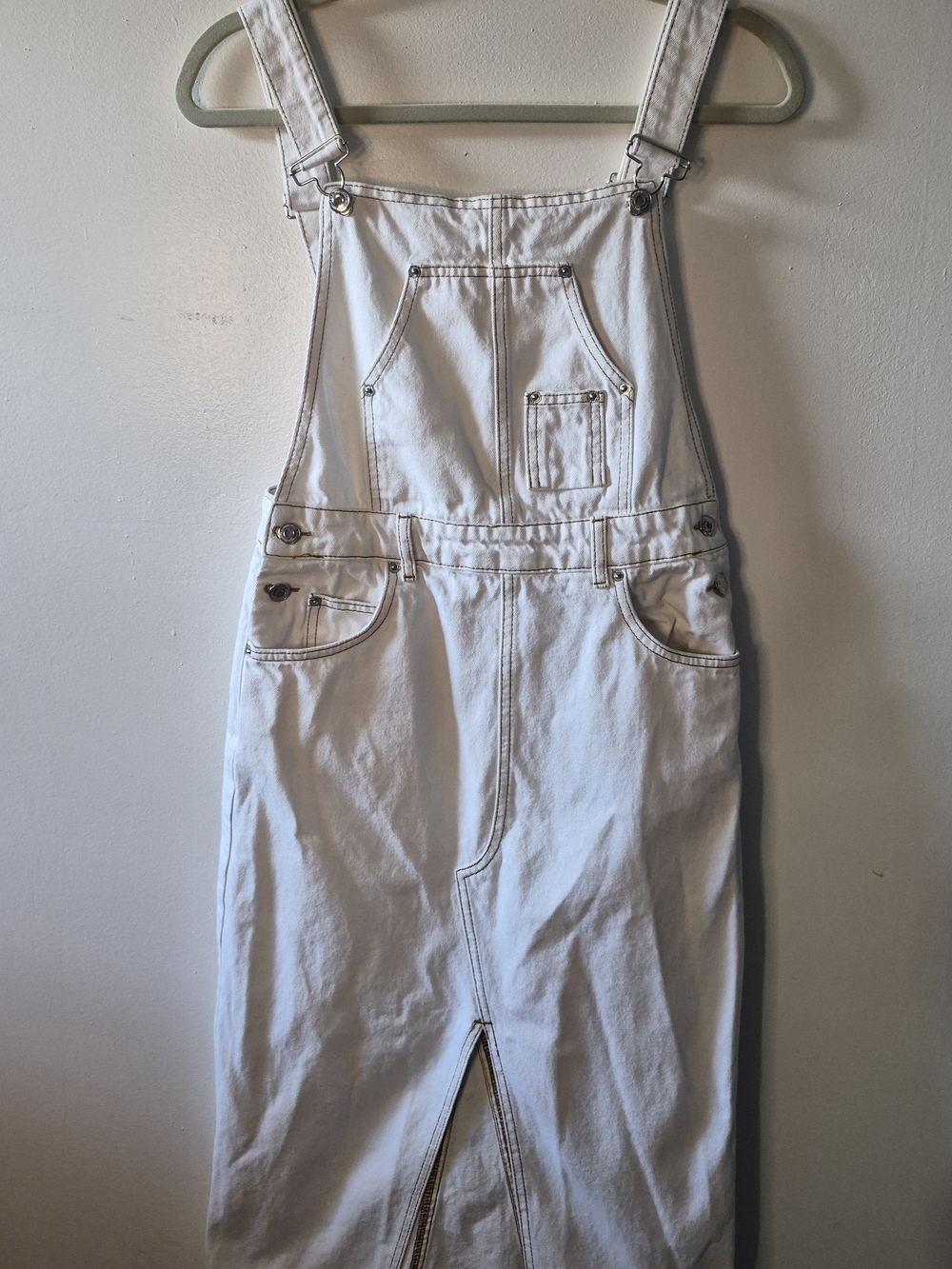 Zara Women’s White Denim Overall Dress